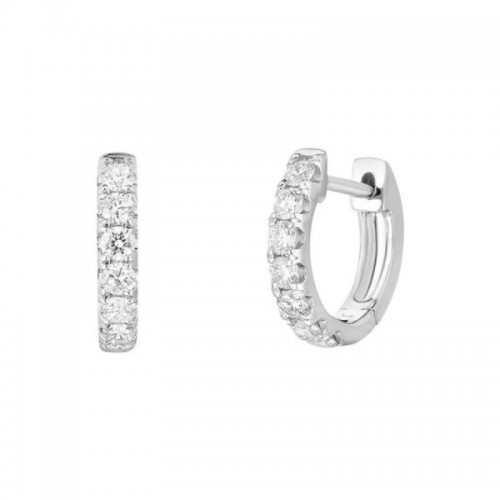 Damaso 18K White Gold Diamond Huggie Earrings
