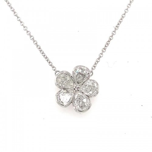 L'Amour Crisscut Pear Shaped Diamond Flower Pendant