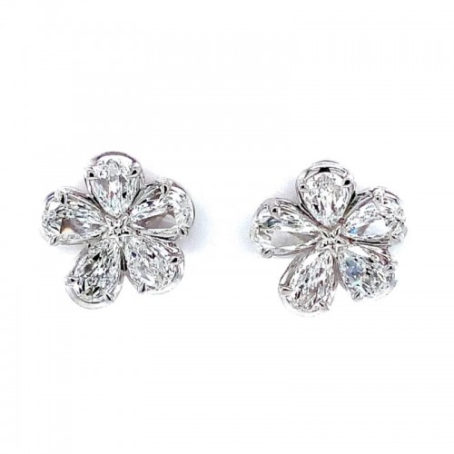 L'Amour Crisscut Pear Shaped Diamond Flower Earrings
