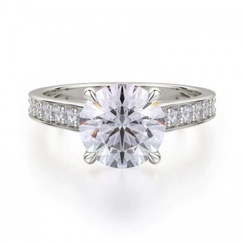 Michael M Crown White Gold Round Engagement Ring  1.0
