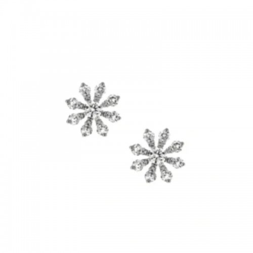 Damaso 18K White Gold And Diamond Small Flower Stud Earrings