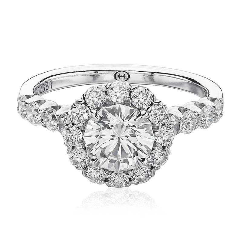 Christopher Designs Classic Solitare Semi-Mount Diamond Engagement Ring with Diamond Band
