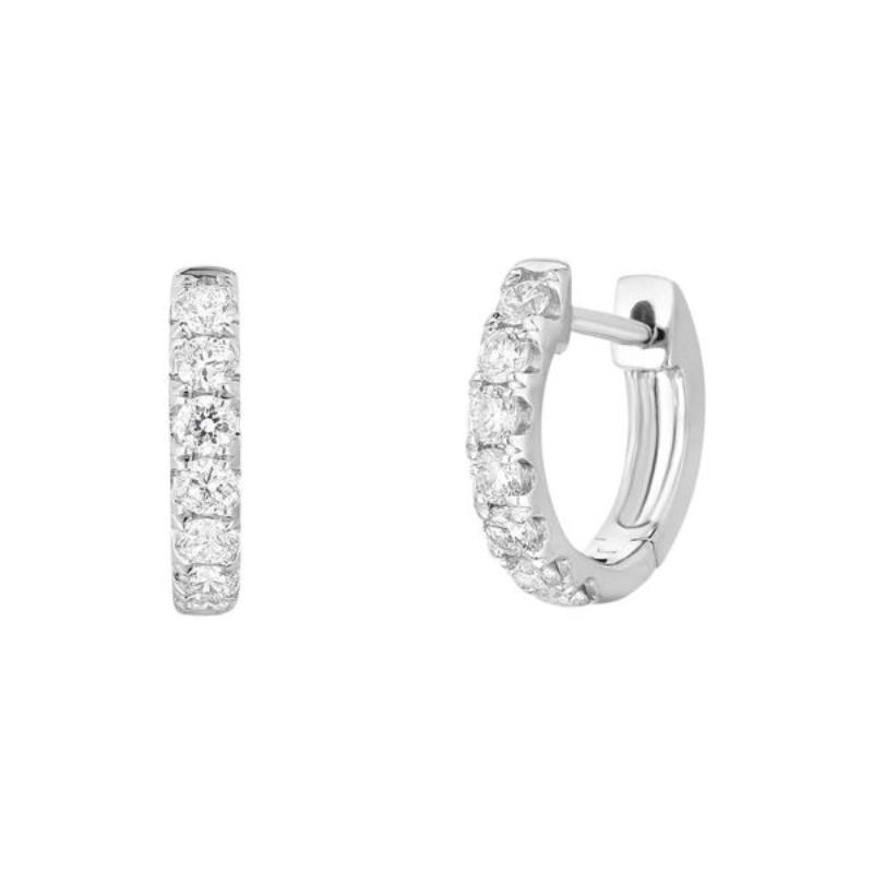 Damaso 18K White Gold Diamond Huggie Earrings