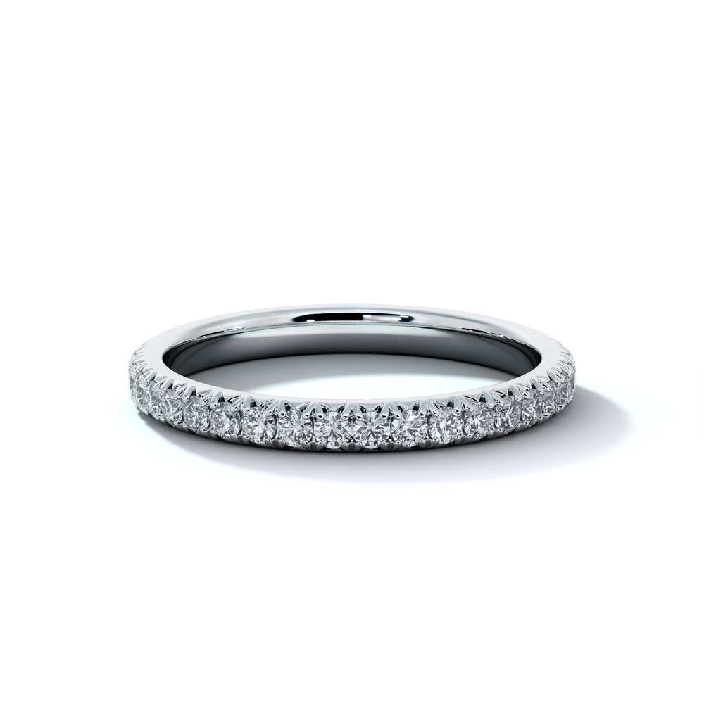 French Pave Set Diamond Wedding Band