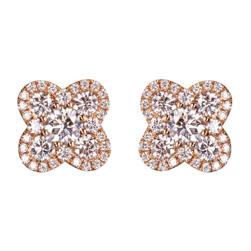 Damaso 18K White Gold Quatrefoil Earring