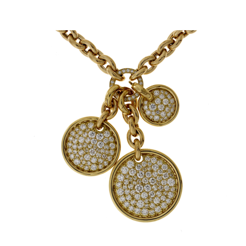 Damaso 18k Yellow Gold Diamond Disc Chain