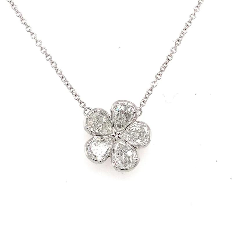 L'Amour Crisscut Pear Shaped Diamond Flower Pendant