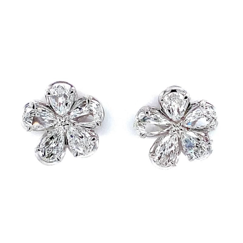L'Amour Crisscut Pear Shaped Diamond Flower Earrings